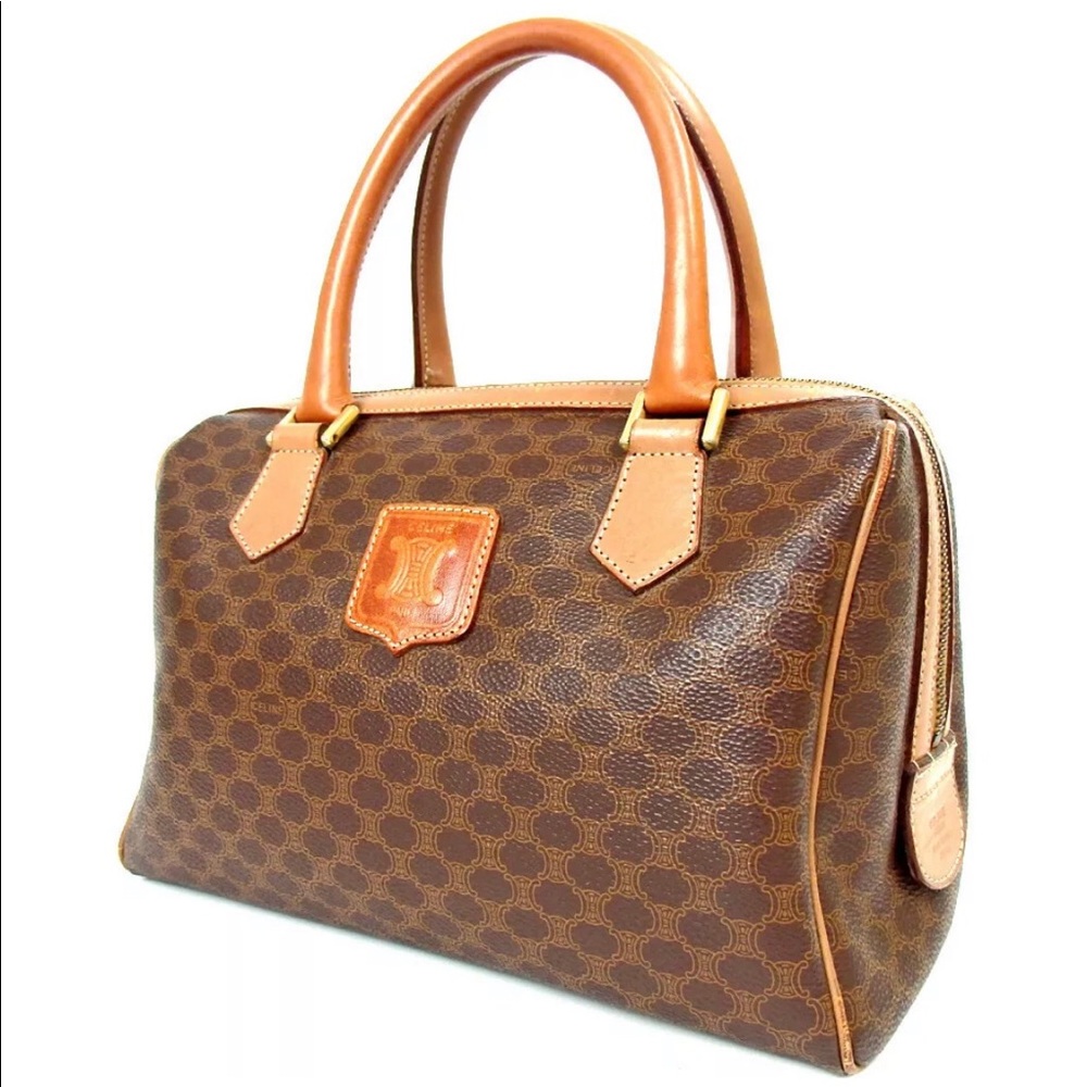 💯AUTH VINTAGE CELINE MACADAM LOGO BOSTON BAG EUC